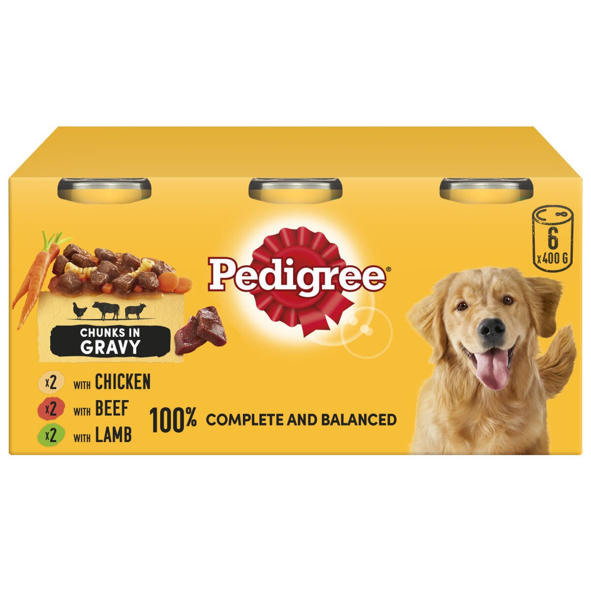 Pedigree Country Casseroles in Gravy Wet Dog Food Cans - 6 x 400g